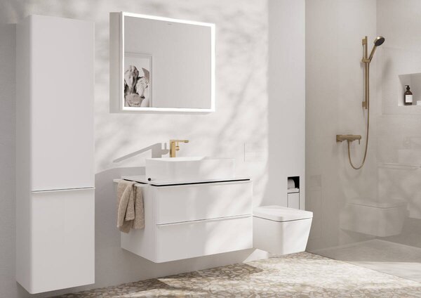 Hansgrohe Tecturis E - Páková umývadlová batéria 240 Fine CoolStart EcoSmart+ s odtokovou garnitúrou Push-Open, kartáčovaný bronz 73070140