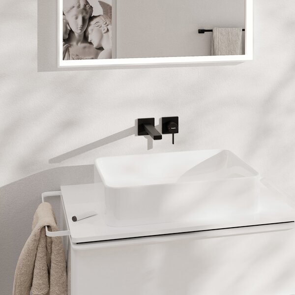 Hansgrohe Tecturis E - Páková umývadlová batéria EcoSmart+ pod omietku s výtokom 225 mm, čierna matná 73051670