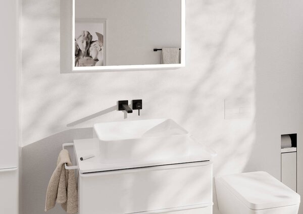 Hansgrohe Tecturis E - Páková umývadlová batéria EcoSmart+ pod omietku s výtokom 225 mm, čierna matná 73051670