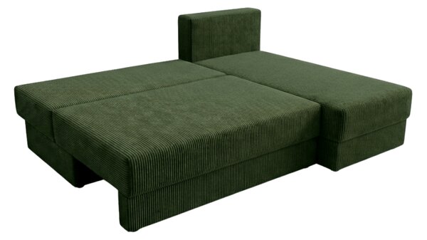 Rozkladacia obojstranná sedacia súprava do L TAVERO SLIM 201x140 cm, tmavozelená