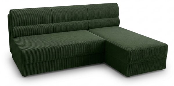 Rozkladacia obojstranná sedacia súprava do L TAVERO SLIM 201x140 cm, tmavozelená