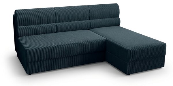 Rozkladacia obojstranná sedacia súprava do L TAVERO SLIM 201x140 cm, tmavomodrá