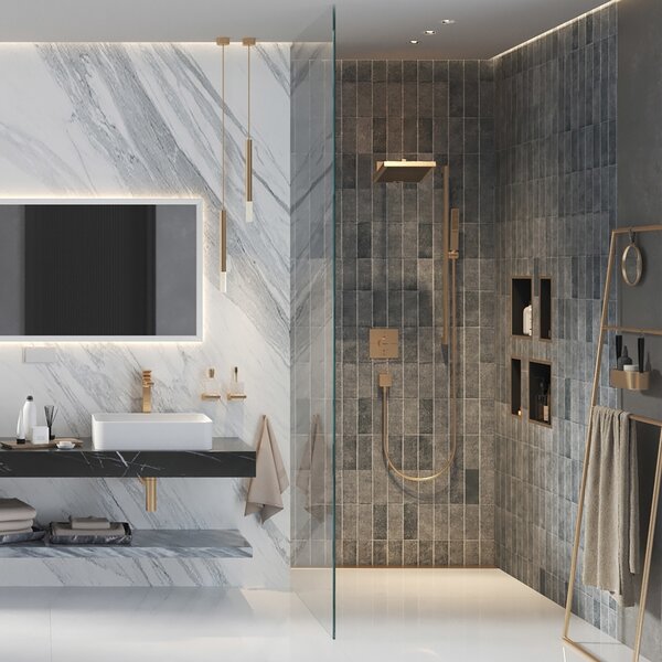 Hansgrohe - Sprchové rameno E 390 mm, kartáčovaný bronz 24337140
