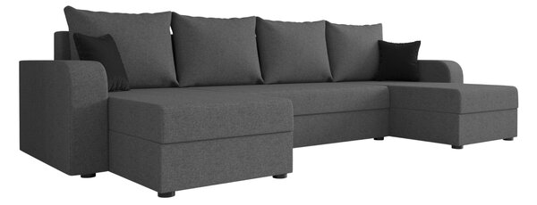 Rozkladacia sedacia súprava do U VALERIO 305x140 cm, tmavosivá