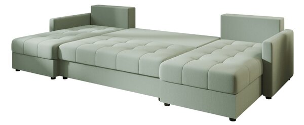 Rozkladacia sedacia súprava do U VENORIA 285x146 cm, svetlozelená + 2 vankúšiky ZDARMA