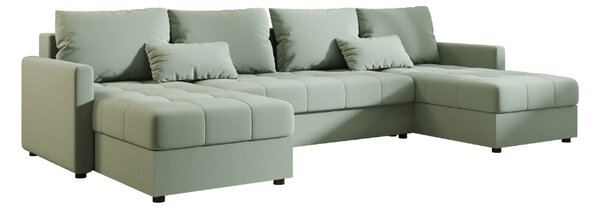 Rozkladacia sedacia súprava do U VENORIA 285x146 cm, svetlozelená + 2 vankúšiky ZDARMA