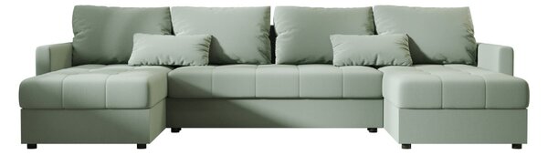 Rozkladacia sedacia súprava do U VENORIA 285x146 cm, svetlozelená + 2 vankúšiky ZDARMA