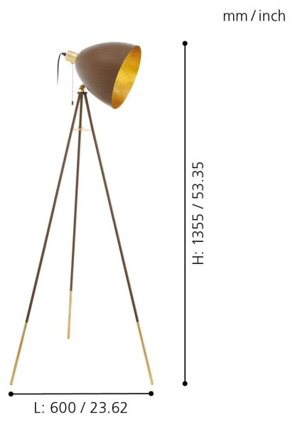Eglo 49519 - Stojacia lampa CHESTER 1 1xE27/60W/230V