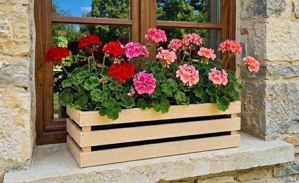 AMADEA Drevený obal na kvetináč prírodný, 52x21, 5x17cm, český výrobok