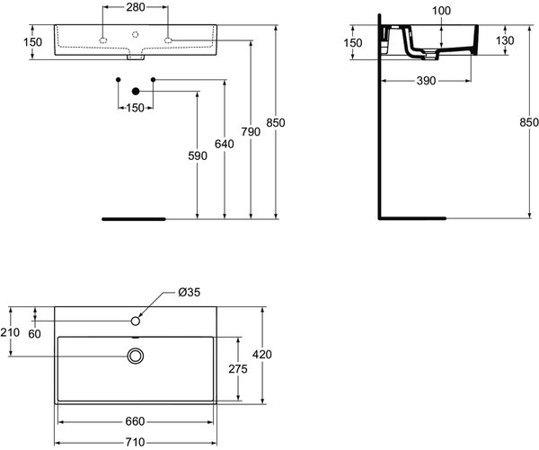 Ideal Standard Strada - Umývadlo 710x420 mm, s prepadom, biela K078201