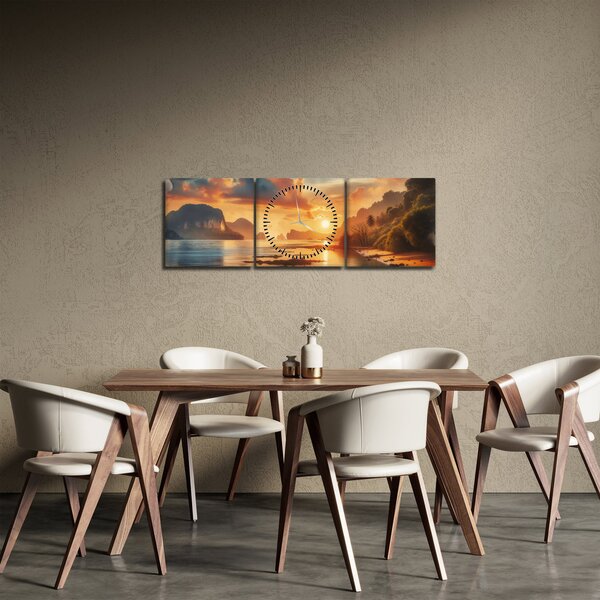 Obraz - Pohľad z pláže (s hodinami) (90x30 cm)