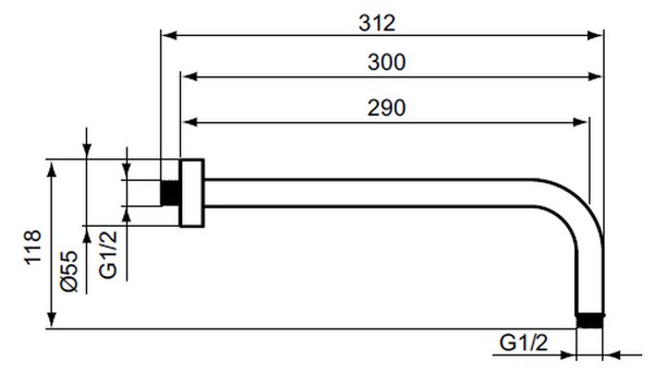 Ideal Standard Idealrain - Sprchové rameno na stenu 300 mm, chróm B9444AA