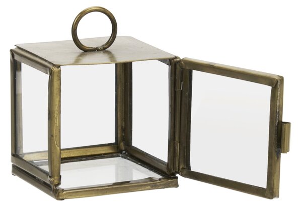 Sklenená mini krabička Clear/Antique Brass