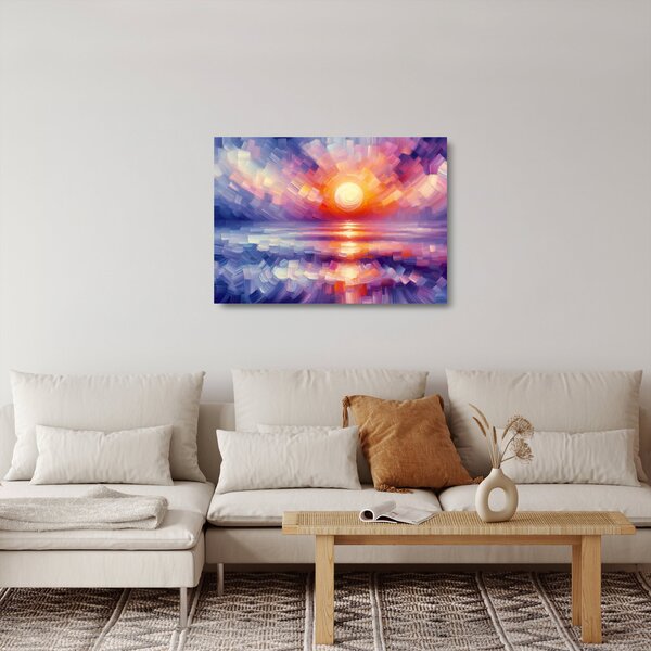 Sklenený obraz - Farebný umelecký západ slnka (70x50 cm)