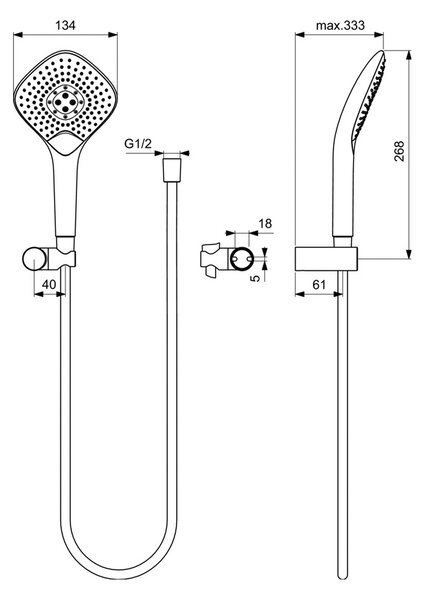 Ideal Standard Idealrain EVO JET - Sprchový set Diamond s 3-funkčnou ručnou sprchou, chróm B2460AA