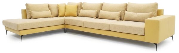Zltahala.sk Moderná rohová sedacia súprava NICOLE XXL, ľavá, béžová (enjoy new lux - 1 beige) / žltá (enjoy new lux - 11 melon)