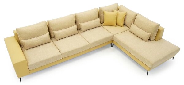 Zltahala.sk Moderná rohová sedacia súprava NICOLE XXL, pravá, béžová (enjoy new lux - 1 beige) / žltá (enjoy new lux - 11 melon)
