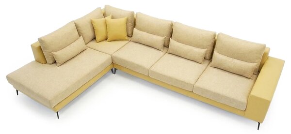 Zltahala.sk Moderná rohová sedacia súprava NICOLE XXL, ľavá, béžová (enjoy new lux - 1 beige) / žltá (enjoy new lux - 11 melon)