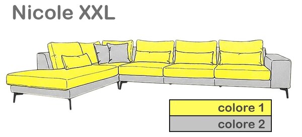 Zltahala.sk Moderná rohová sedacia súprava NICOLE XXL, ľavá, béžová (enjoy new lux - 1 beige) / žltá (enjoy new lux - 11 melon)