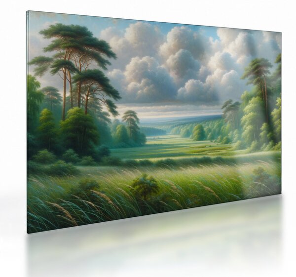 Sklenený obraz - Zelená krajina (70x50 cm)