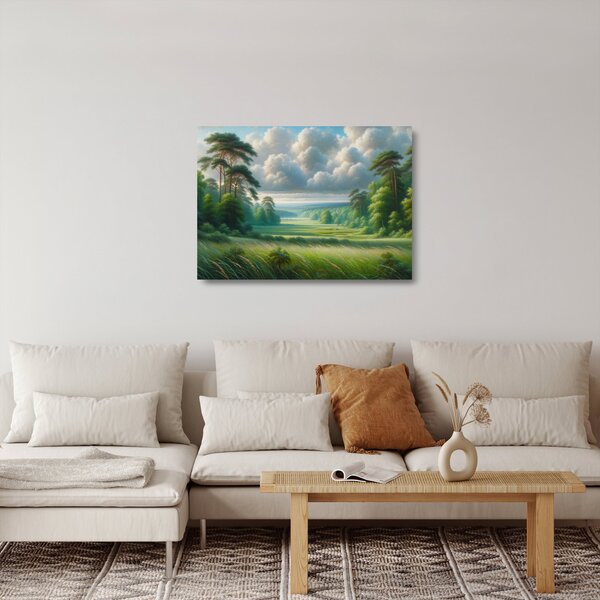 Sklenený obraz - Zelená krajina (70x50 cm)