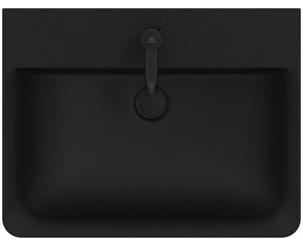 Ideal Standard Connect Air - Umývadlo CUBE 600x460 mm, s prepadom, čierna matná E0298V3