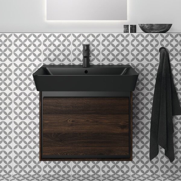 Ideal Standard Connect Air - Umývadlo CUBE 600x460 mm, s prepadom, čierna matná E0298V3