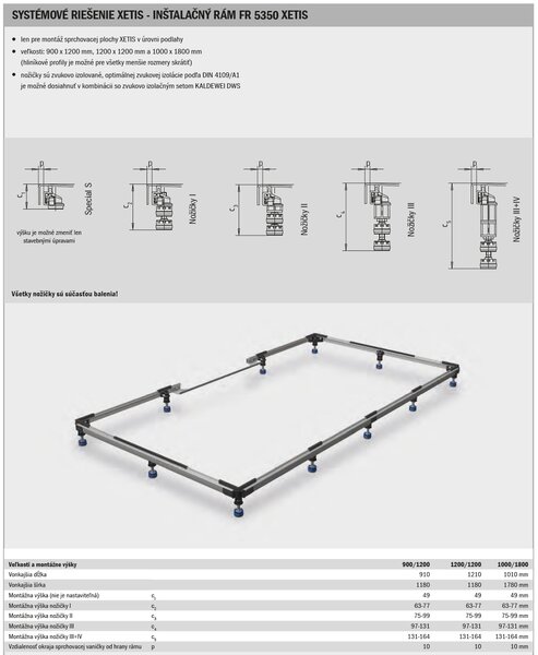 Kaldewei Xetis - Sprchová vanička 1200x900 mm, inštalačný rám + sifón, alpská biela - KOMPLETNÁ SADA