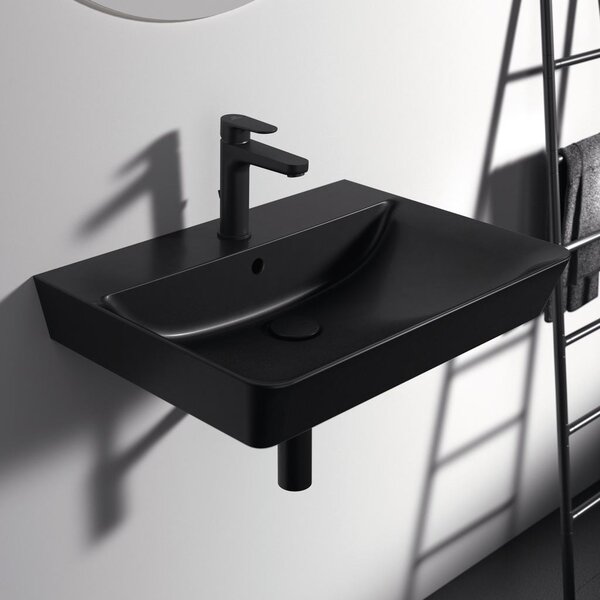 Ideal Standard Connect Air - Umývadlo CUBE 600x460 mm, s prepadom, čierna matná E0298V3