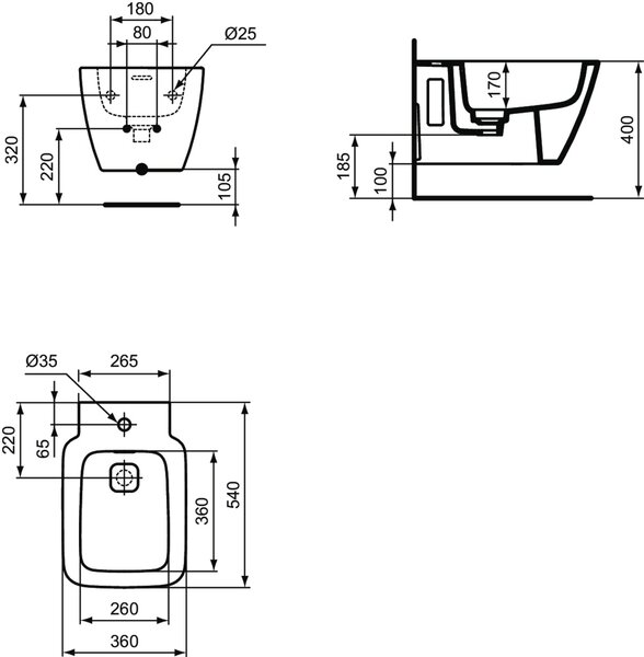 Ideal Standard Strada II - Závesný bidet, biela T456801