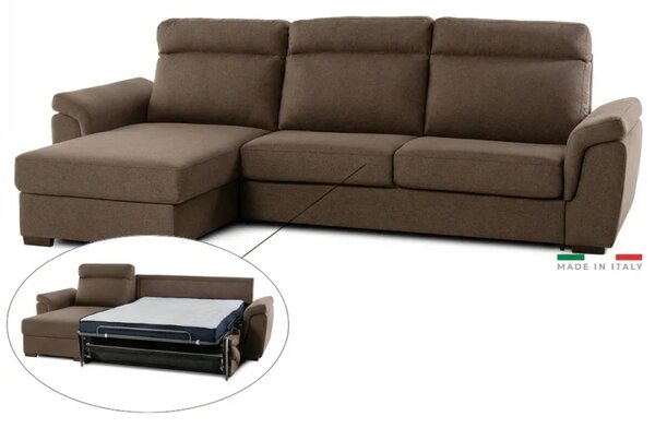 Zltahala.sk Rohová sedacia súprava na každodenné spanie AZZURRA br. FIORELLO s rozkladom, ľavá, 140, hnedá (como 5 antelope)