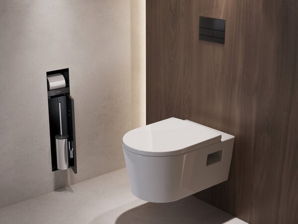 Hansgrohe XtraStoris Rock - WC kefa na zabudovanie s držiakom na toaletný papier, čierna matná 56062670