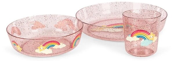 Dětský jídelní set se třpytkami Rainbow