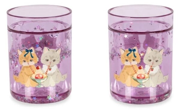 Dětské třpytivé kelímky Kitty / Kick it / Rainbow 180 ml – set 2 ks Rainbow