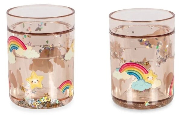 Dětské třpytivé kelímky Kitty / Kick it / Rainbow 180 ml – set 2 ks Rainbow