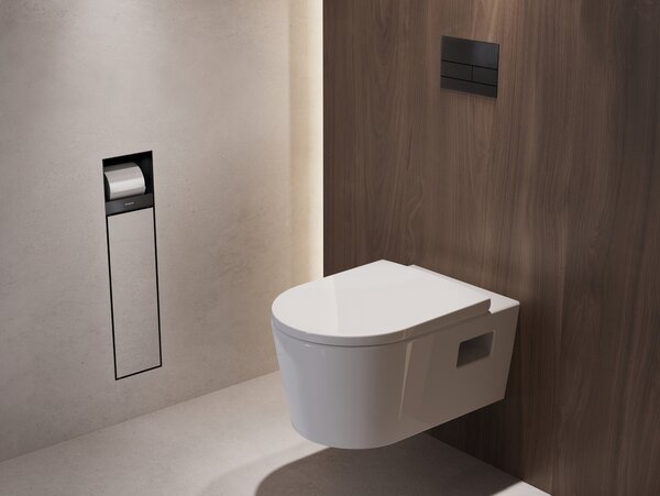 Hansgrohe XtraStoris Rock - WC kefa na zabudovanie s držiakom na toaletný papier, čierna matná 56062670