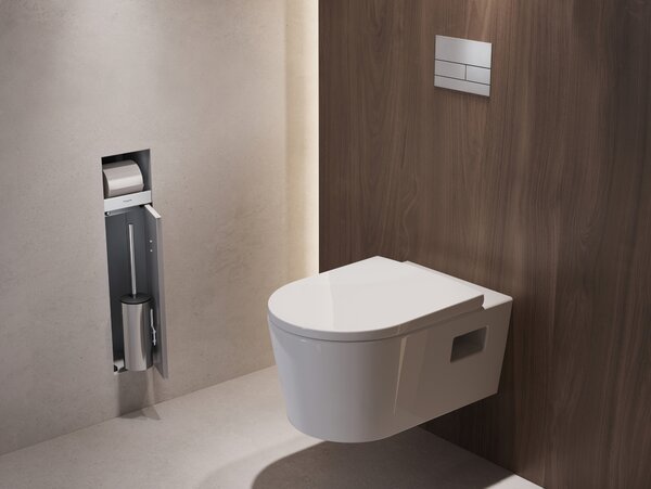 Hansgrohe XtraStoris Rock - WC kefa na zabudovanie s držiakom na toaletný papier, biela matná 56062700
