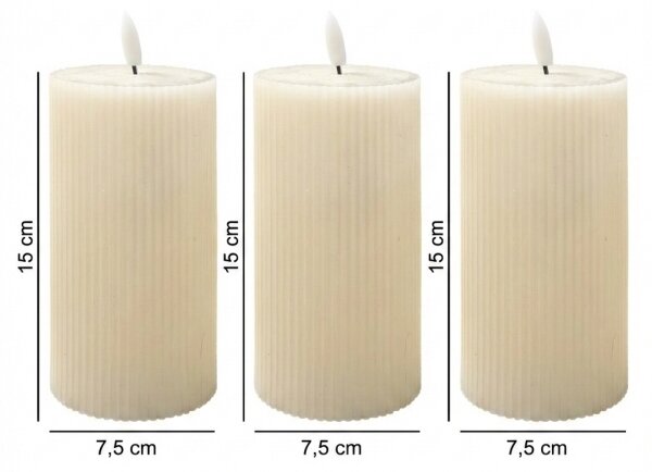 SADA 3x LED sviečok BRILLO LED/3xAAA 15 cm krémové + diaľkové ovládanie