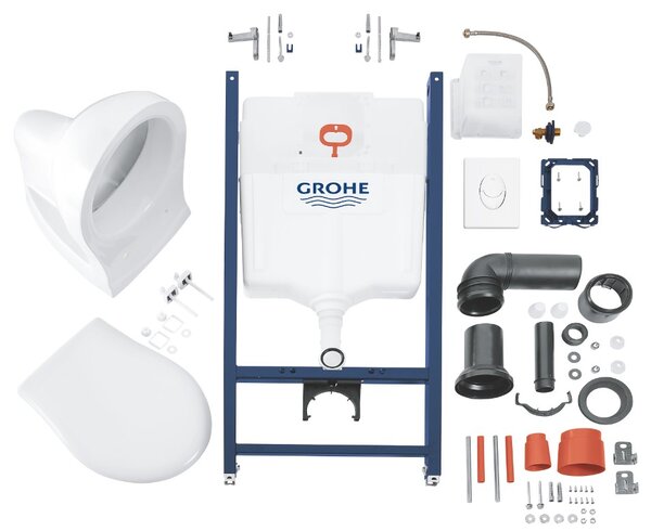 GROHE Solido Compact - Set závesné WC s inštalačným systémom, ovládacie tlačidlo, sedátko so SoftClose, alpská biela 39116000