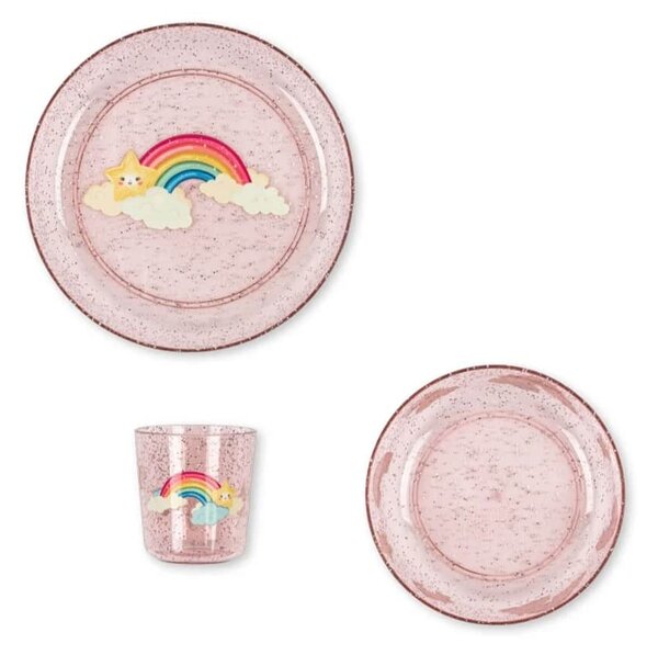 Dětský jídelní set se třpytkami Rainbow