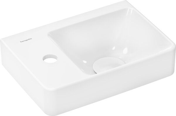 Hansgrohe Xelu Q - Umývadielko 360x250 mm SmartClean s otvorom na batériu vľavo bez prepadu, biela 61085450