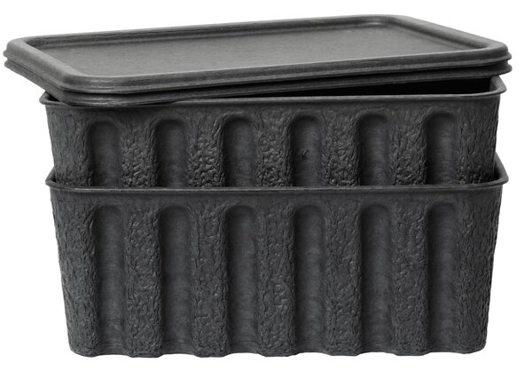 Úložný box s vekom Paper Pulp Large Charcoal – set 2 ks