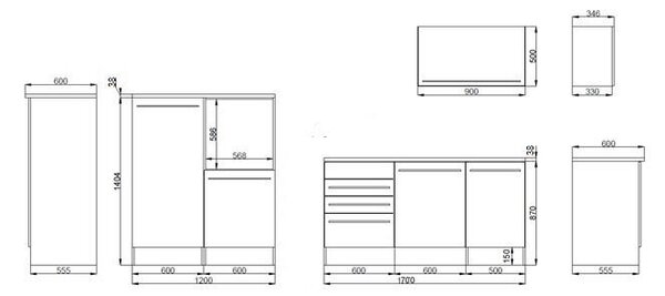 KUCHYNSKÝ BLOK 290 cm Respekta - Online Only kuchyne, Online Only