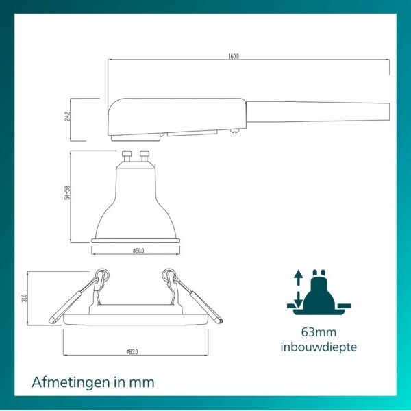 Philips - Sada 3x zapustené stropné svietidlo PERIDOT 1xGU10/7W/230V biela