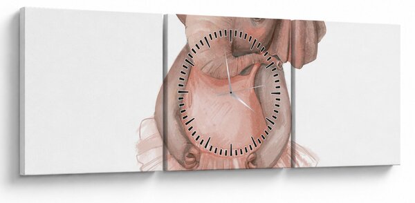 Obraz - Akvarelové zvieratko N⁰5 (s hodinami) (90x30 cm)
