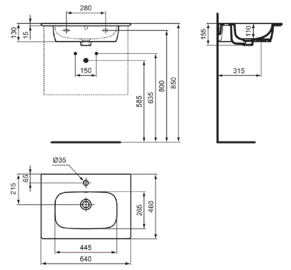 Ideal Standard i.life - Umývadlo so skrinkou 600 mm, biela