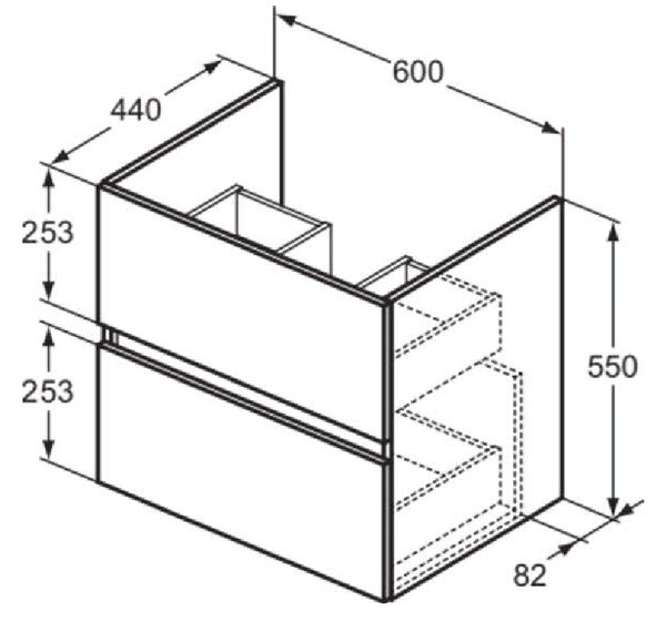 Ideal Standard i.life - Umývadlo so skrinkou 600 mm, biela