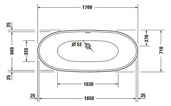 Duravit DuraVato - Voľne stojaca vaňa 1700x710 mm, biela 700570000000000