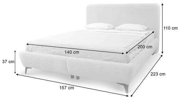 Čalúnená manželská posteľ s úložným priestorom Quella 140x200 - biela