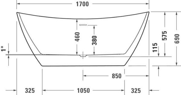 Duravit DuraVato - Voľne stojaca vaňa 1700x710 mm, biela 700570000000000